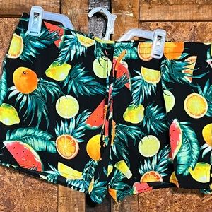 Women large black pattern activewear shorts with adjustable string